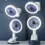 Desktop Electric Fan Clip Fan Rechargeable Office Student Dormitory With Desk Lamp Fan Wall Hanging Small Mute Fan - Image 5