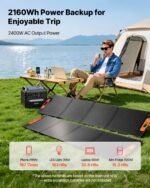 Portable Power Station, 2400W Portable Solar Generator With 2PCS * 200W Foldable Solar Panels, 2160Wh Expandable LiFePO4 Battery Backup With 10 Output Ports For Home Backup Outdoor Camping RV - Image 2