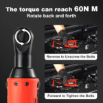 TQUAGGA 18V Cordless Electric Ratchet Wrench Set, Power Ratchet Wrench,Variable Speed With Batteries2,Torque 45ftlbs,Car Repair Tools, Power Tools,Hardware,Heavy Duty,Portable,Quick Charger - Image 5
