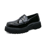 Loafers Platform Height Increasing Shoes Black Fashion Men - Image 6
