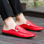 Youth Casual Loafers Shoes Boat White Lazy Shoes Mens Light Half-Soled - Image 4