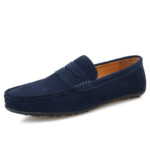 Men's Solid Color Suede Loafers Breathable Comfort Slip-on Flat Shoes - Image 9