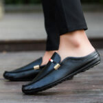 Youth Casual Loafers Shoes Boat White Lazy Shoes Mens Light Half-Soled - Image 2