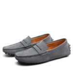 Men Casual Suede Leather Loafers Black Solid Leather Driving Moccasins Gommino Slip on Men Loafers Shoes Male Loafers Big Size - Image 4