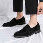 Pointed Casual Shoes British Suede Men - Image 5