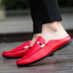 Youth Casual Loafers Shoes Boat White Lazy Shoes Mens Light Half-Soled - Image 3