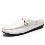 Youth Casual Loafers Shoes Boat White Lazy Shoes Mens Light Half-Soled - Image 5