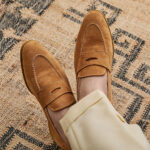 Men's Loafers With Round Toe Brown Suede - Image 4