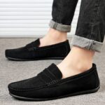 Men's Solid Color Suede Loafers Breathable Comfort Slip-on Flat Shoes - Image 6