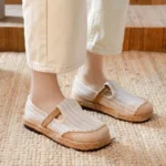 Veowalk Women Striped Linen Cotton Fabric Loafers Comfortable Slip On Sneakers Ladies Casual Flats Shoes Handmade Espadrilles - Image 9