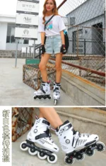 White Black Professional Inline Roller Skates Woman Man Kids Adult Speed Skate Sneakers Outdoor patins 4 rodas Size 30-44 - Image 36