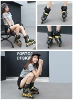 White Black Professional Inline Roller Skates Woman Man Kids Adult Speed Skate Sneakers Outdoor patins 4 rodas Size 30-44 - Image 34