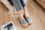 Veowalk Women Striped Linen Cotton Fabric Loafers Comfortable Slip On Sneakers Ladies Casual Flats Shoes Handmade Espadrilles - Image 16