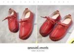 TIMETANG Genuine Leather Loafers Casual Platform Shoes Woman Slip On Flats Bowtie Moccasin Comfortanble Creepers Women Shoes - Image 31