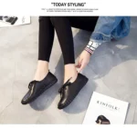 TIMETANG Genuine Leather Loafers Casual Platform Shoes Woman Slip On Flats Bowtie Moccasin Comfortanble Creepers Women Shoes - Image 19