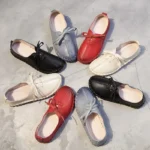 TIMETANG Genuine Leather Loafers Casual Platform Shoes Woman Slip On Flats Bowtie Moccasin Comfortanble Creepers Women Shoes - Image 44