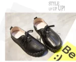 TIMETANG Genuine Leather Loafers Casual Platform Shoes Woman Slip On Flats Bowtie Moccasin Comfortanble Creepers Women Shoes - Image 41