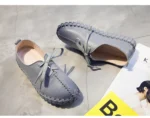 TIMETANG Genuine Leather Loafers Casual Platform Shoes Woman Slip On Flats Bowtie Moccasin Comfortanble Creepers Women Shoes - Image 39