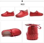 TIMETANG Genuine Leather Loafers Casual Platform Shoes Woman Slip On Flats Bowtie Moccasin Comfortanble Creepers Women Shoes - Image 25