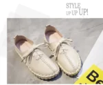 TIMETANG Genuine Leather Loafers Casual Platform Shoes Woman Slip On Flats Bowtie Moccasin Comfortanble Creepers Women Shoes - Image 34