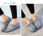 TIMETANG Genuine Leather Loafers Casual Platform Shoes Woman Slip On Flats Bowtie Moccasin Comfortanble Creepers Women Shoes - Image 21