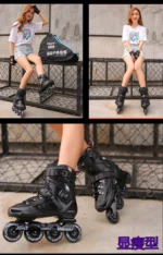 White Black Professional Inline Roller Skates Woman Man Kids Adult Speed Skate Sneakers Outdoor patins 4 rodas Size 30-44 - Image 35