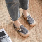 Veowalk Women Striped Linen Cotton Fabric Loafers Comfortable Slip On Sneakers Ladies Casual Flats Shoes Handmade Espadrilles - Image 8