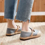 Veowalk Women Striped Linen Cotton Fabric Loafers Comfortable Slip On Sneakers Ladies Casual Flats Shoes Handmade Espadrilles - Image 6