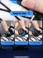 Round Twist-lock shoelaces Black and White Outdoor Sports Shoelaces Unisex Easy-to-use automatic shoelace 1Pair/2Pair - Image 34
