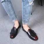 Man Shoes Leather Loafers designer Fashion Slip-on Original Casual Comfortable Double Monkstrap Dress Shoe - Image 5