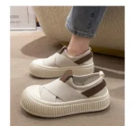 Women's Black And White Fashionable Casual Flat Shoes Breathable Comfortable Slip-On Sneakers - Image 15
