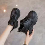 Women's Walking Sneakers, Lightweight Non-Slip High-Top Platform Chunky Sneakers, Elevator Shoes for Daily Wear & Fitness - Image 3