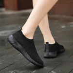 Women's Shoes Lightweight Breathable Mesh Slip-On Sneakers Black White Sport Running for Casual Party Fashion Ladies Shoes - Image 24