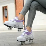 Deform Roller Skates With 4 Wheels Shoes Runaway Parkour 4-Wheel Skate Sneakers Deformation Shoes For Women Youth Adult Gift - Image 2