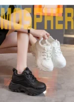 Women's Walking Sneakers, Lightweight Non-Slip High-Top Platform Chunky Sneakers, Elevator Shoes for Daily Wear & Fitness - Image 9