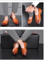 Man Shoes Leather Loafers designer Fashion Slip-on Casual Comfortable Double Monk Dress Shoe - Image 15