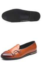 Man Shoes Leather Loafers designer Fashion Slip-on Casual Comfortable Double Monk Dress Shoe - Image 21