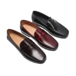 Men's High-End Genuine Leather Loafers Comfortable Flat Casual Glossy Wine Red Handmade Office Banquet Shoes - Image 9