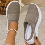 Women's Casual Slip-On Sneakers Breathable Fabric Lightweight PVC Sole Machine Washable Cleanable All-Season Comfort Shoes - Image 6