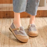 Veowalk Women Striped Linen Cotton Fabric Loafers Comfortable Slip On Sneakers Ladies Casual Flats Shoes Handmade Espadrilles - Image 23