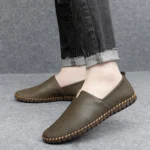 Jumpmore New style casual handmade moccasins Leather loafers Men Driving Shoes Size 39-48 - Image 3