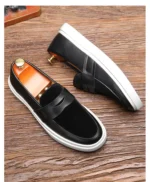 Newest 2025 Autumn Men Suede Leather Loafers Thick Sole Men Slip On Platform Black Party Shoes - Image 9