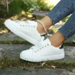 Women's casual sneakers Breathable sneakers Lightweight outdoor leather Walking shoes Sports jogging Flats tennis sneakers - Image 3