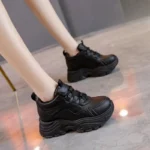 Women's Walking Sneakers, Lightweight Non-Slip High-Top Platform Chunky Sneakers, Elevator Shoes for Daily Wear & Fitness
