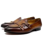 Men's Genuine Leather Loafers Metal Buckle Monk Shoes Casual Business Dress Gentleman Wedding Party Formal Shoes - Image 7