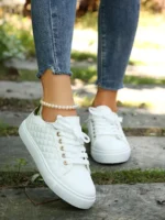 Women's casual sneakers Breathable sneakers Lightweight outdoor leather Walking shoes Sports jogging Flats tennis sneakers - Image 14