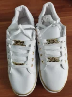 Women's Sneakers 2023 New Fashion Chain Leather Comfortable Round Toe Platform Sneakers Lace-up Walking Women's Vulcanized Shoes - Image 16