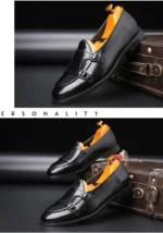 Man Shoes Leather Loafers designer Fashion Slip-on Casual Comfortable Double Monk Dress Shoe - Image 19