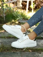Women's casual sneakers Breathable sneakers Lightweight outdoor leather Walking shoes Sports jogging Flats tennis sneakers - Image 16