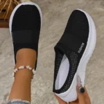 Women's Casual Slip-On Sneakers Breathable Fabric Lightweight PVC Sole Machine Washable Cleanable All-Season Comfort Shoes - Image 5